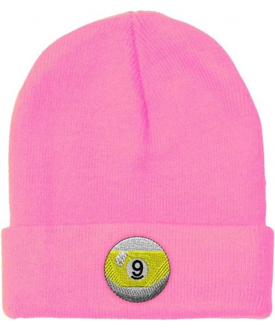 Beanies for Men Billiards Pool Stripes Ball 9 Embroidery Winter Hats for Women Acrylic Skull Cap 1 Size Soft Pink Design Only...