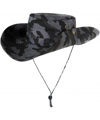 Men Women Breathable Wide Brim Boonie Hat Summer Outdoor Fishing Hats UPF50+ Sun UV Protection Bucket Hats Dark Grey Camo $11...