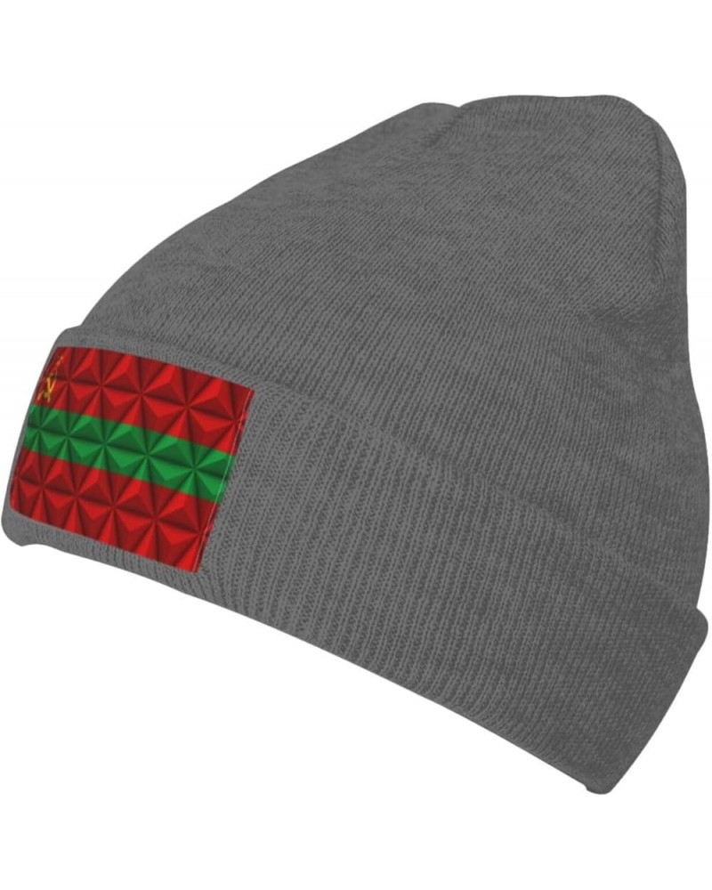 Flag of Transnistria State with Polygon Effect Beanie Hat for Men Women Knit Skull Cap Warm Hats Black Knitted Caps Deep Heat...