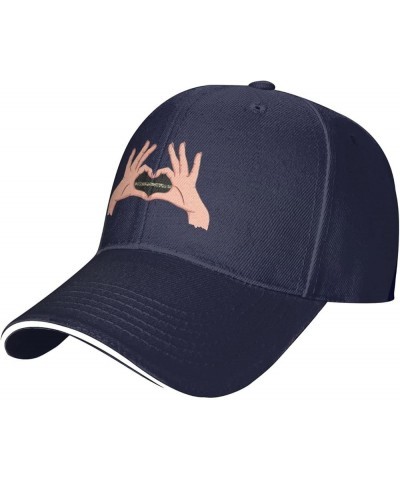 Holding A Heart Thin Camo Line Flag Baseball Cap Sandwich Brim Hats for Men Women Adjustable Caps Navy Blue $10.33 Baseball Caps