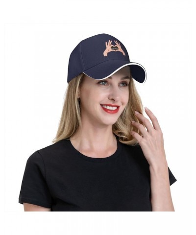 Holding A Heart Thin Camo Line Flag Baseball Cap Sandwich Brim Hats for Men Women Adjustable Caps Navy Blue $10.33 Baseball Caps