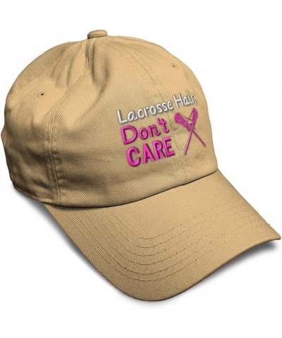 Soft Baseball Cap Lacross Hair Don't Care Cotton Dad Hats for Men & Women Khaki $13.05 Baseball Caps