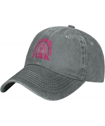 N October We Wear Pink Retro Baseball Cap for Women Men Baseball Hat Golf Dad Hats Gray $9.56 Baseball Caps