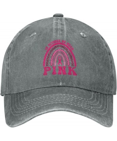 N October We Wear Pink Retro Baseball Cap for Women Men Baseball Hat Golf Dad Hats Gray $9.56 Baseball Caps