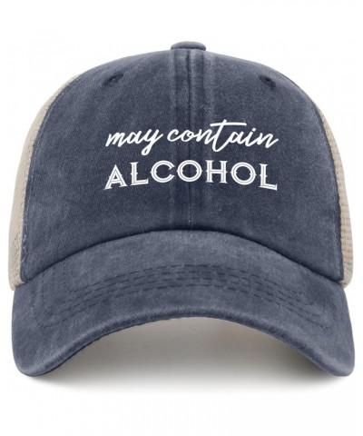 May Contain Alcohol Hat for Women Baseball Caps Funny Washed Dad Hat Light Weight Purplish Blue01 $11.24 Baseball Caps