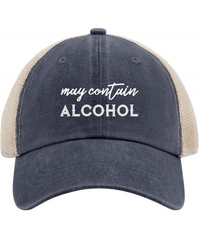 May Contain Alcohol Hat for Women Baseball Caps Funny Washed Dad Hat Light Weight Purplish Blue01 $11.24 Baseball Caps