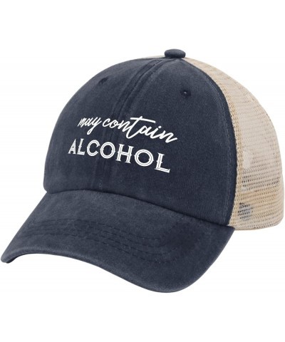 May Contain Alcohol Hat for Women Baseball Caps Funny Washed Dad Hat Light Weight Purplish Blue01 $11.24 Baseball Caps