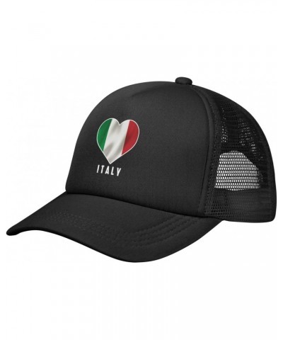 Italy Flag Heart Baseball Cap Adjustable Casual Mesh Hats Duck Tongue Hat for Men Women49 Black $12.74 Baseball Caps