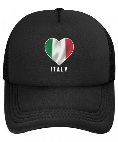 Italy Flag Heart Baseball Cap Adjustable Casual Mesh Hats Duck Tongue Hat for Men Women49 Black $12.74 Baseball Caps