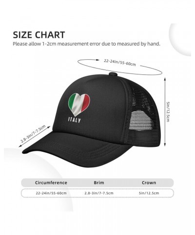 Italy Flag Heart Baseball Cap Adjustable Casual Mesh Hats Duck Tongue Hat for Men Women49 Black $12.74 Baseball Caps