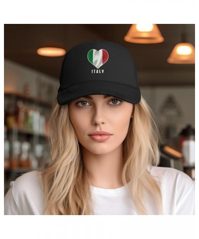 Italy Flag Heart Baseball Cap Adjustable Casual Mesh Hats Duck Tongue Hat for Men Women49 Black $12.74 Baseball Caps