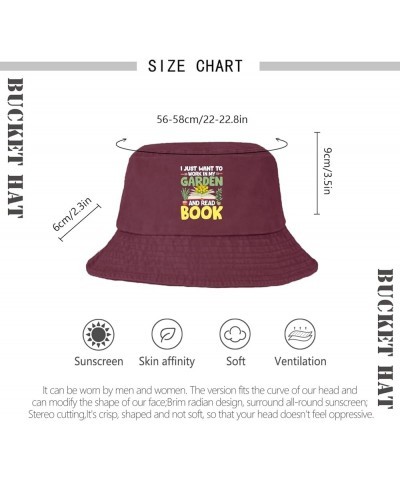 I just Want to Work in My Garden and Read Book Bucket Hats Bucket Hat Trendy Men Hat Dance Accessories for Hiking Deep Rose $...