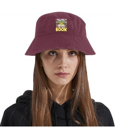 I just Want to Work in My Garden and Read Book Bucket Hats Bucket Hat Trendy Men Hat Dance Accessories for Hiking Deep Rose $...