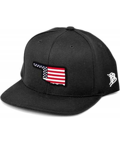 Oklahoma PVC Patriot Patch Classic Snapback Hat - One Size Fits All Black $15.75 Baseball Caps