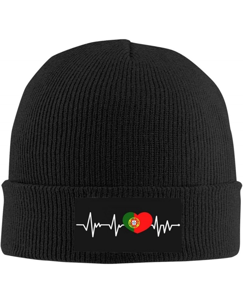 Portuguese Heartbeat I Love Portugal Heart Flag Winter Warm Beanie Hats Knit Cuff Slouchy Skull Cap Short Fisherman Black $10...