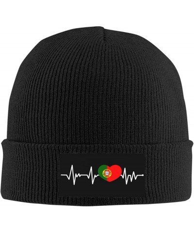 Portuguese Heartbeat I Love Portugal Heart Flag Winter Warm Beanie Hats Knit Cuff Slouchy Skull Cap Short Fisherman Black $10...