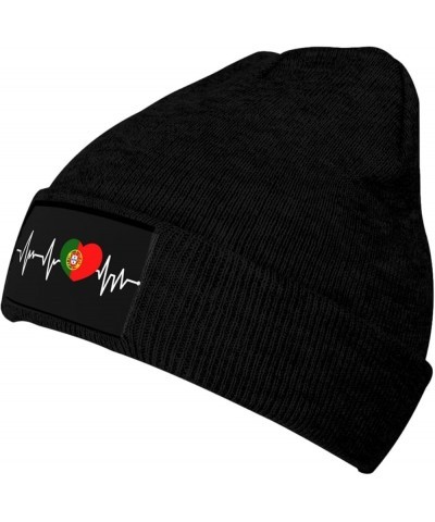 Portuguese Heartbeat I Love Portugal Heart Flag Winter Warm Beanie Hats Knit Cuff Slouchy Skull Cap Short Fisherman Black $10...