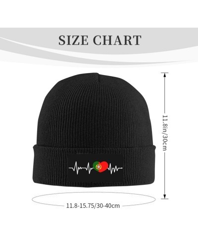 Portuguese Heartbeat I Love Portugal Heart Flag Winter Warm Beanie Hats Knit Cuff Slouchy Skull Cap Short Fisherman Black $10...