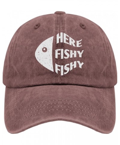 Fishy Hat Here Fishy Cap Running Cap Pigment Black Womens Beach Hat Gifts for Women Golf Cap Wine Red $9.68 Baseball Caps