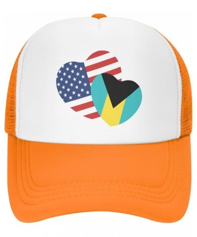 American Bahamas Flag Love Heart Mesh Baseball Cap Orange $10.49 Baseball Caps