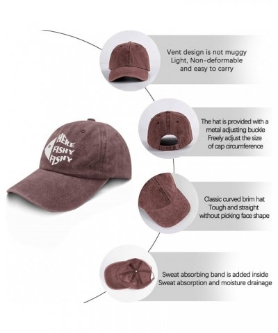 Fishy Hat Here Fishy Cap Running Cap Pigment Black Womens Beach Hat Gifts for Women Golf Cap Wine Red $9.68 Baseball Caps