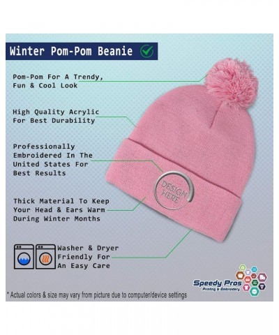 Pom Pom Beanies for Women Portugal Embroidery Skull Cap Europe Winter Hats for Men Acrylic 1 Size Soft Pink Design Only $12.5...