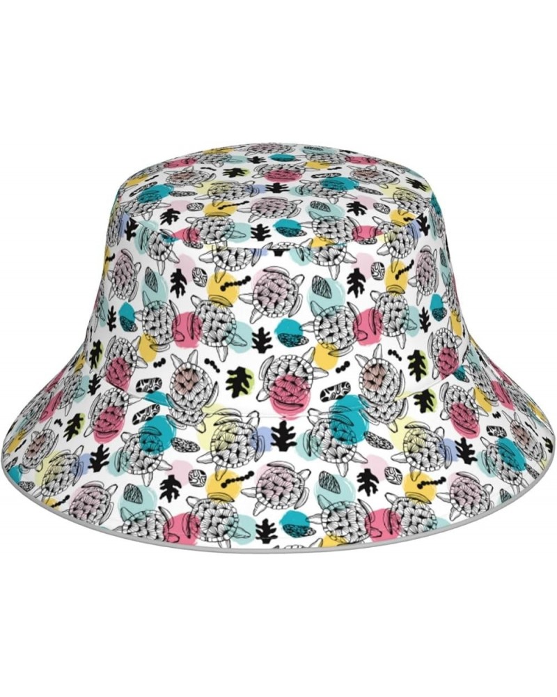 Various Languages Mother Women's Bucket Hats Unisex Double-Side-Wear Reversible Bucket Hat with Reflective Strips Turtle Prin...