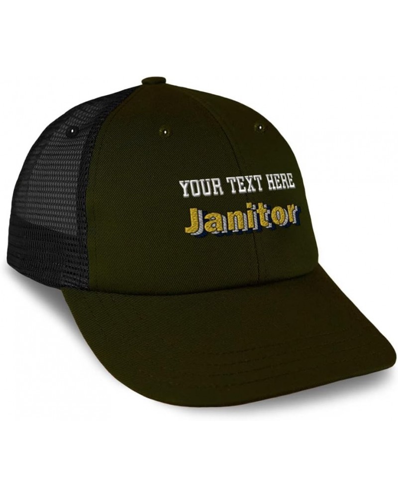 Custom Custom Trucker Hat Baseball Cap Janitor Clean Cotton Task Dad Hats for Men & Women Loden Black Personalized Text Here ...