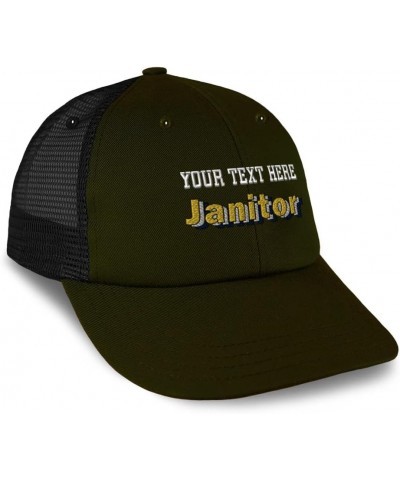 Custom Custom Trucker Hat Baseball Cap Janitor Clean Cotton Task Dad Hats for Men & Women Loden Black Personalized Text Here ...