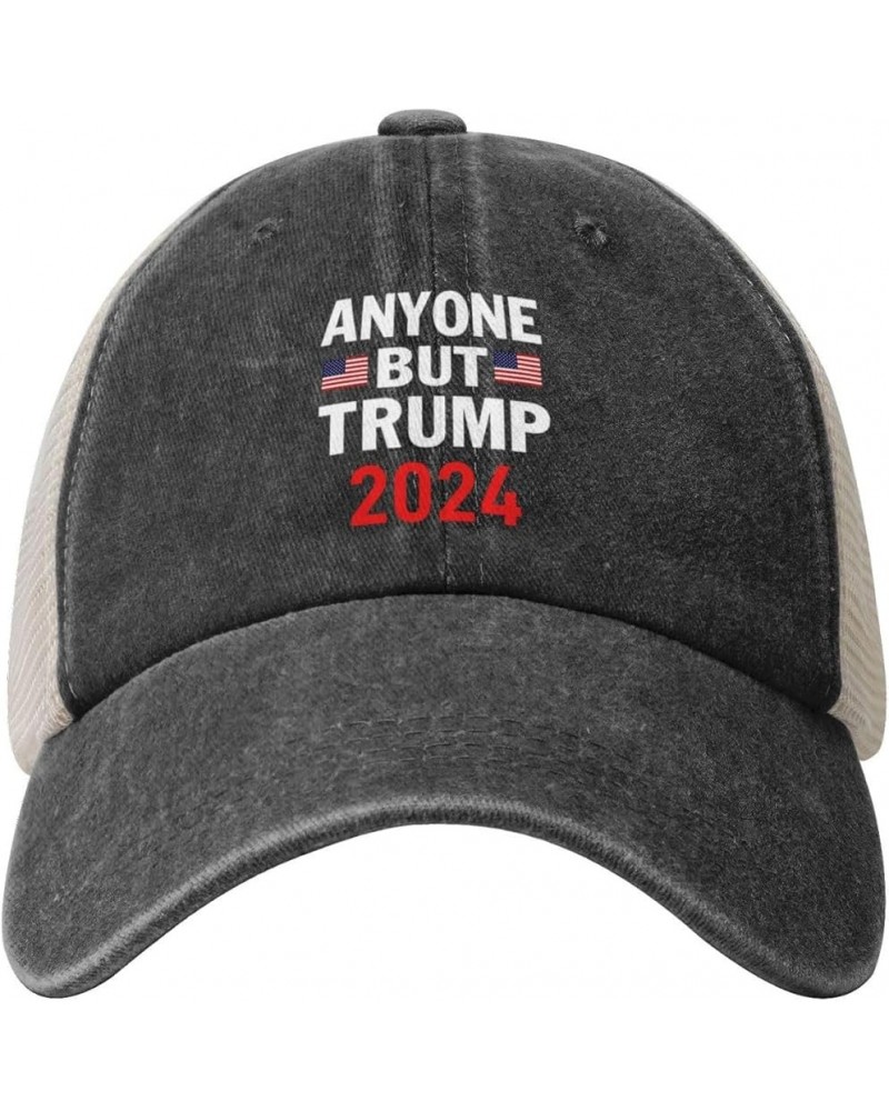 Anyone But Trump 2024 Funny Gifts Cowboy Hat Men Vintage Mesh Baseball Cap Women Trucker Hat Dad Hat Sun Hat Black Black $10....