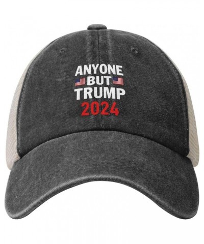 Anyone But Trump 2024 Funny Gifts Cowboy Hat Men Vintage Mesh Baseball Cap Women Trucker Hat Dad Hat Sun Hat Black Black $10....