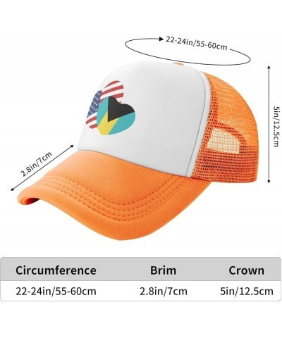 American Bahamas Flag Love Heart Mesh Baseball Cap Orange $10.49 Baseball Caps