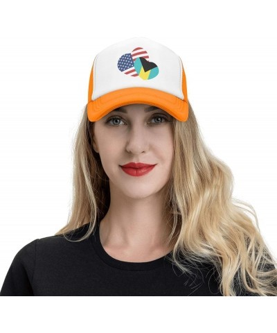 American Bahamas Flag Love Heart Mesh Baseball Cap Orange $10.49 Baseball Caps