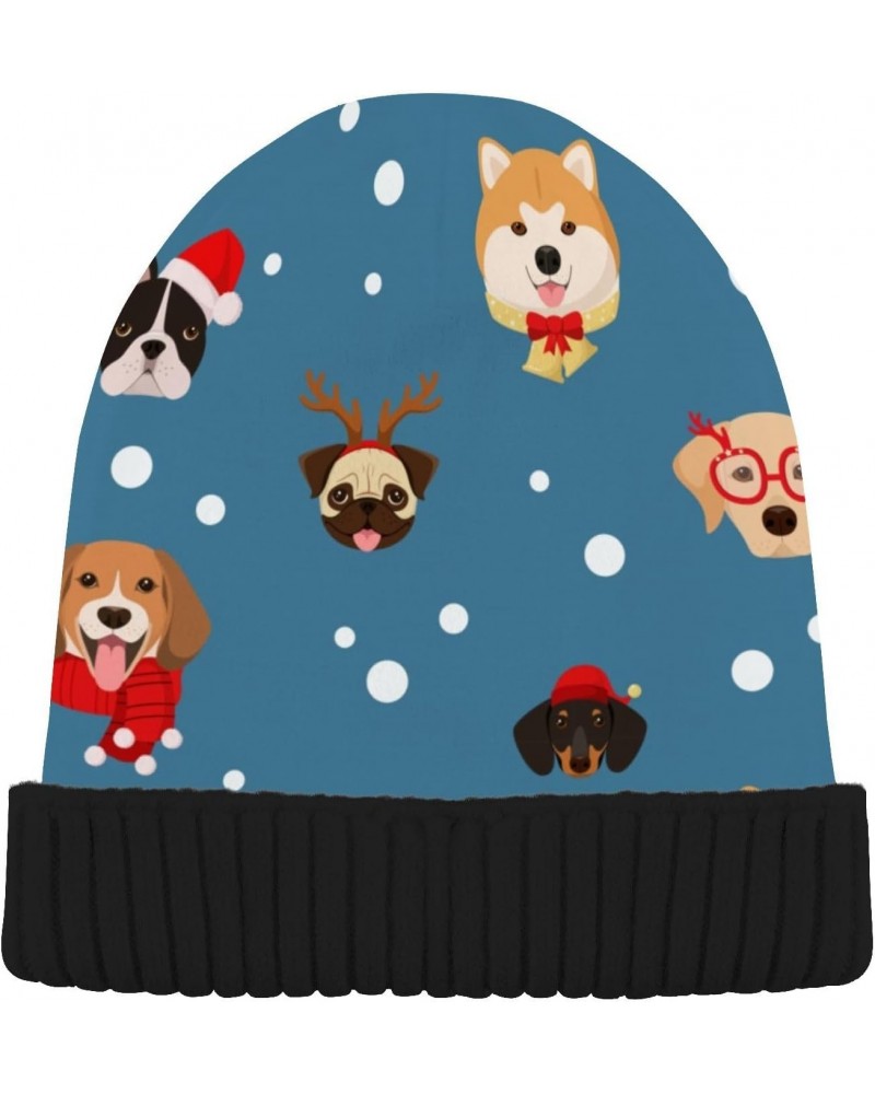 Christmas Dogs Snowflakes Beanie Hats for Women Men Winter Hat Knit Skull Cap Beanies Women for Camping Winter Boys Multicolo...