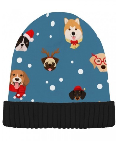 Christmas Dogs Snowflakes Beanie Hats for Women Men Winter Hat Knit Skull Cap Beanies Women for Camping Winter Boys Multicolo...