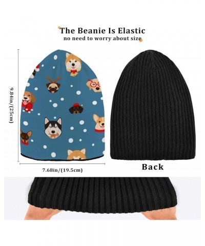 Christmas Dogs Snowflakes Beanie Hats for Women Men Winter Hat Knit Skull Cap Beanies Women for Camping Winter Boys Multicolo...