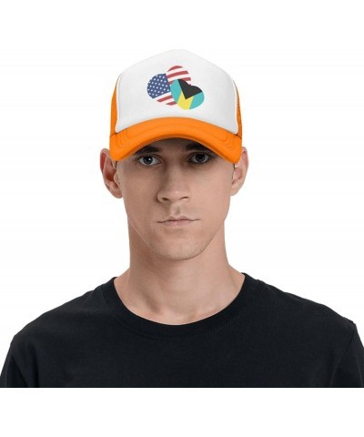 American Bahamas Flag Love Heart Mesh Baseball Cap Orange $10.49 Baseball Caps