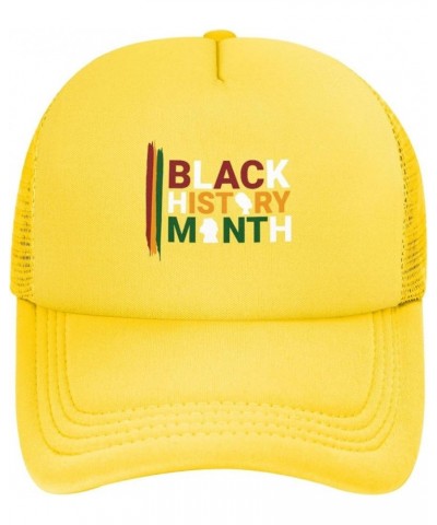 Black History Month African American Baseball Cap Casual Man Woman Baseball Caps Adjusting Solid Color Mesh Golf Hat Yellow $...