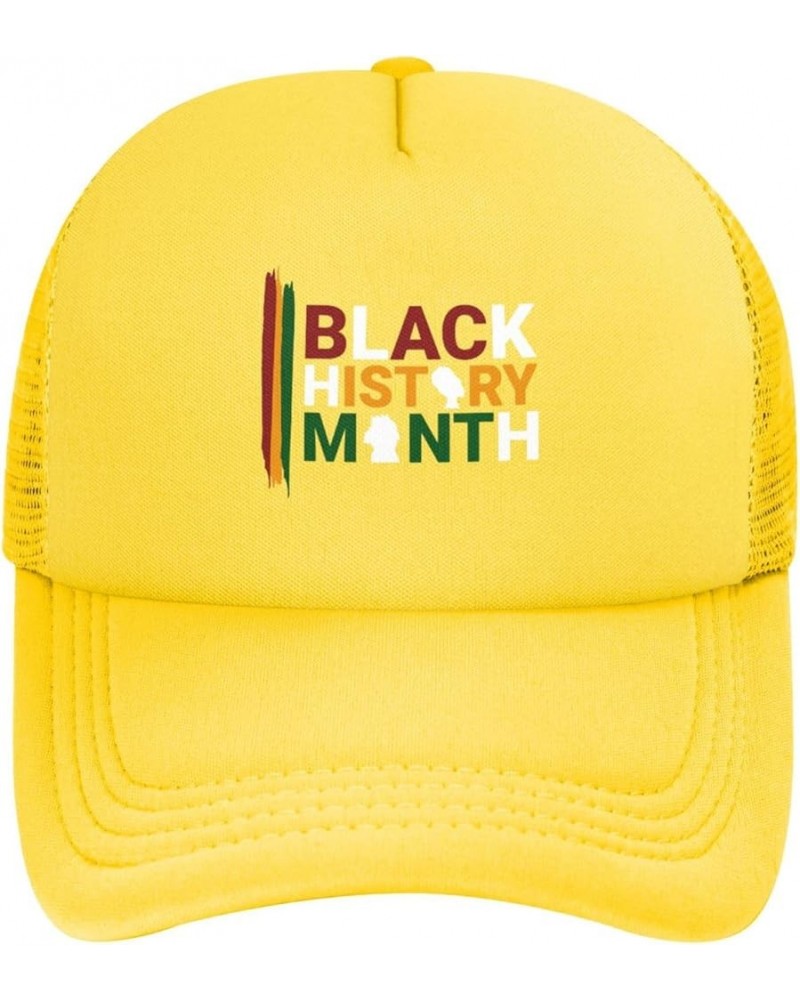 Black History Month African American Baseball Cap Casual Man Woman Baseball Caps Adjusting Solid Color Mesh Golf Hat Yellow $...