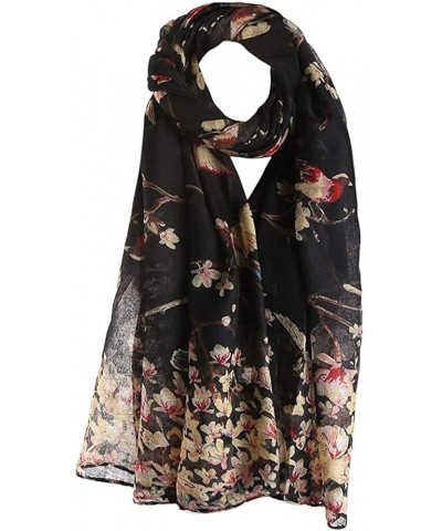 Women Fashion Print Shawl Scarf Bali Yarn Soft Neckerchief for Spring Autumn Seasons (Color : Black, Size : 90x180cm) 90x180c...