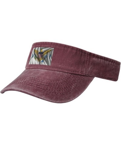 Silk Style Flag of The United States Virgin Islands Sun Visor Hats for Women Men Adjustable Cotton Sun Hat Golf Cap Red $12.9...