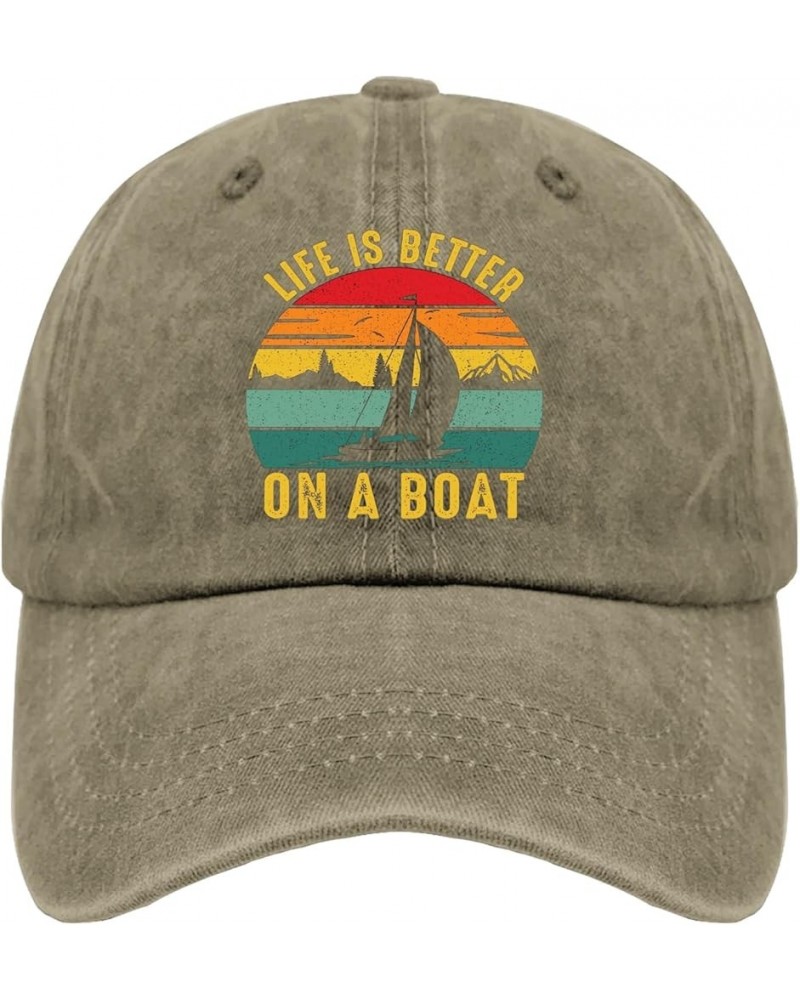 Life is Better On A Boat Sun Hat Runners Hat Pigment Black Hat for Women Gifts for Daughter Golf Cap Pigment Khaki3 $10.39 Ba...