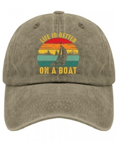 Life is Better On A Boat Sun Hat Runners Hat Pigment Black Hat for Women Gifts for Daughter Golf Cap Pigment Khaki3 $10.39 Ba...