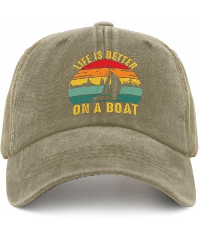 Life is Better On A Boat Sun Hat Runners Hat Pigment Black Hat for Women Gifts for Daughter Golf Cap Pigment Khaki3 $10.39 Ba...