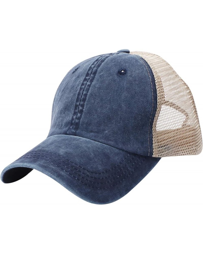 Baseball Cap Trucker Hat for Men Women Adjustable Mesh Baseball Caps Athletic Dad Hat Navy $6.76 Baseball Caps