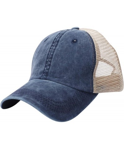 Baseball Cap Trucker Hat for Men Women Adjustable Mesh Baseball Caps Athletic Dad Hat Navy $6.76 Baseball Caps