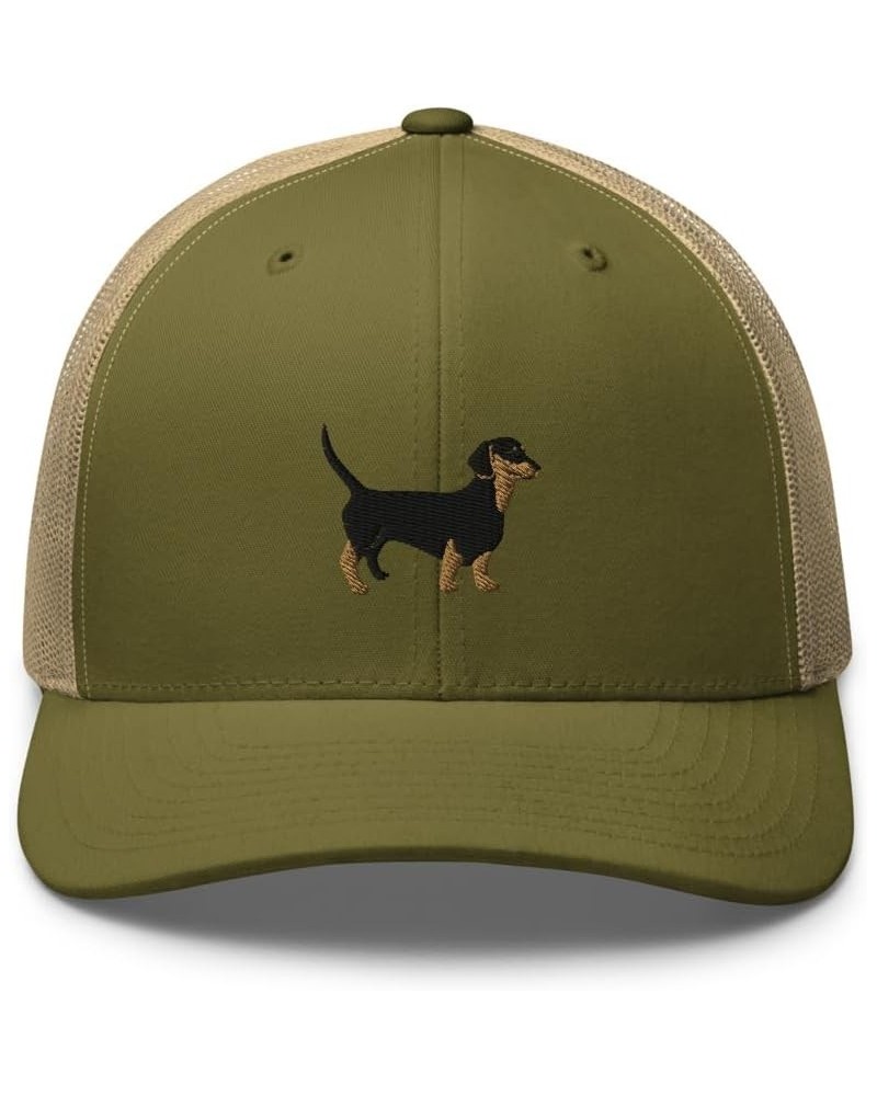 Dachshund Trucker hat, Embroidered Unisex hat, Dachshund Wiener Doxie, Design 3. Moss/ Khaki $16.92 Baseball Caps