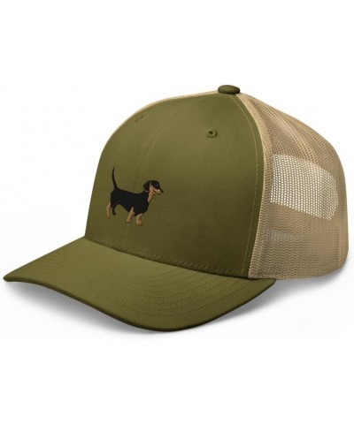 Dachshund Trucker hat, Embroidered Unisex hat, Dachshund Wiener Doxie, Design 3. Moss/ Khaki $16.92 Baseball Caps