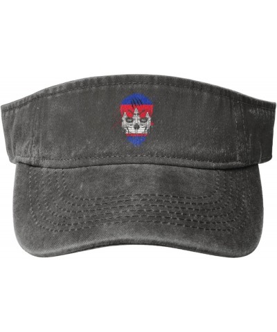 Creative Cambodia Patriot Skull National Flag Sun Visor Hats for Women Men Adjustable Sports Sun Hats Cotton Golf Cap Deep He...