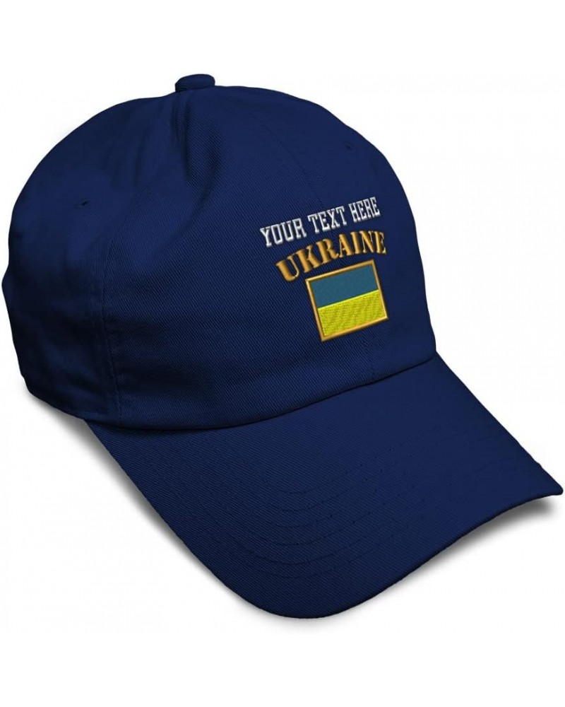 Soft Baseball Cap Ukraine Flag Embroidery Flags World Cup Soccer Cotton Embroidered Dad Hats for Men & Women Navy Personalize...